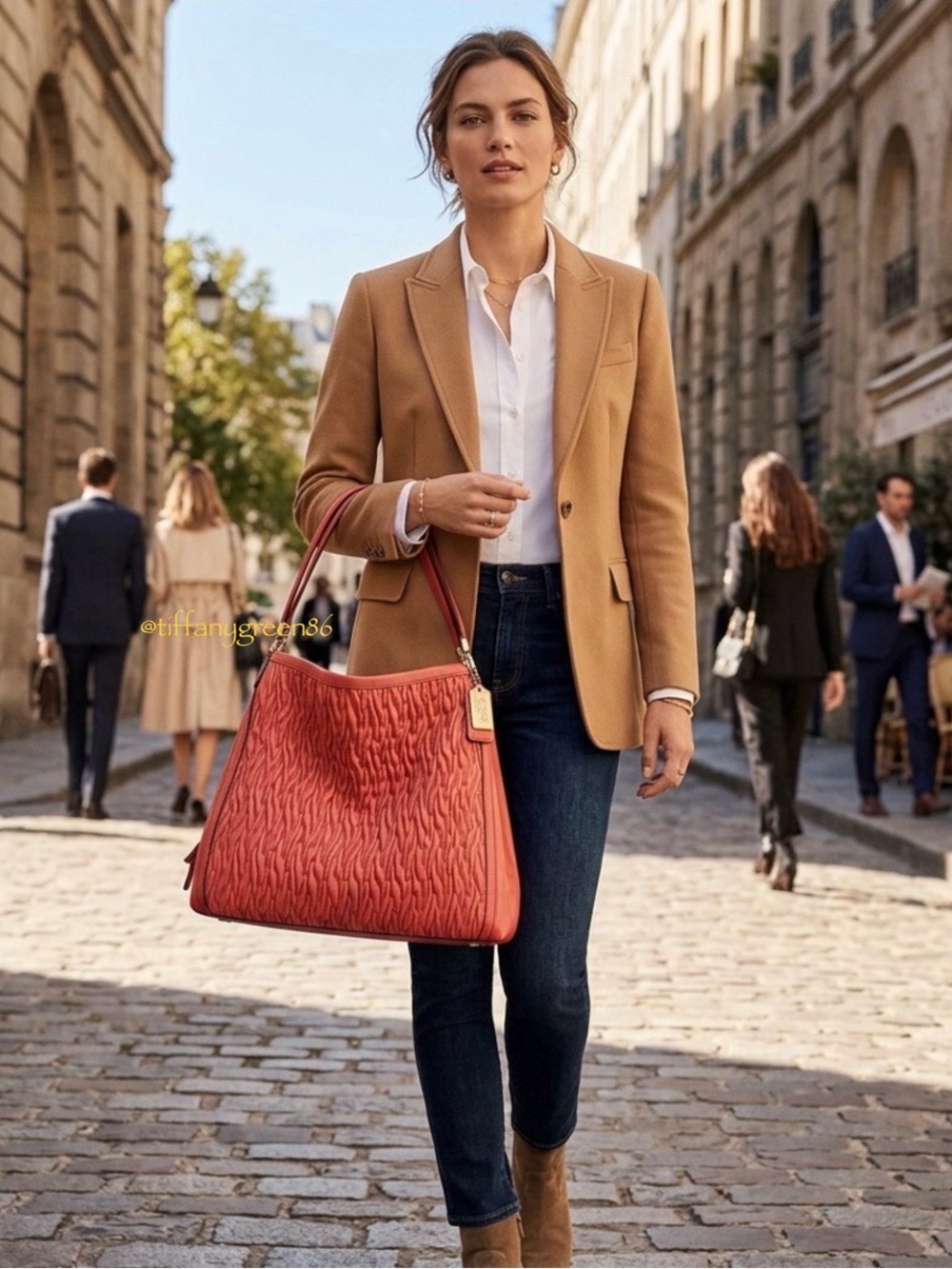 COACH Madison Phoebe Shoulder
Bag in Gathered Twist Leather, Vermilion